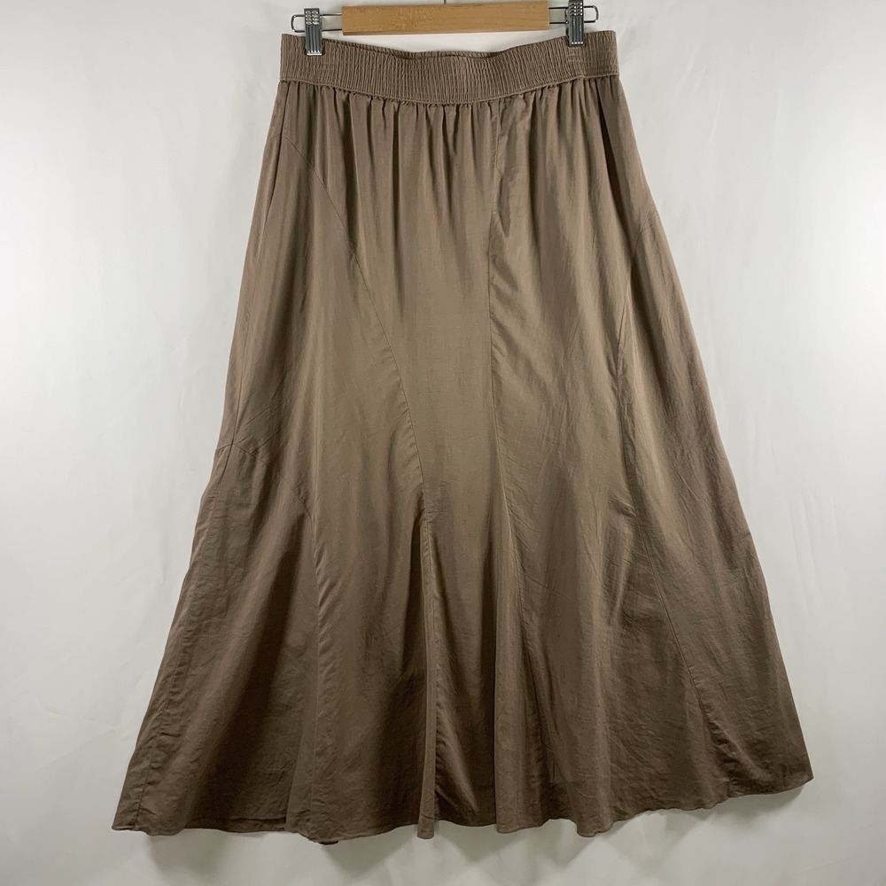 Lightweight Cotton Paneled Maxi Skirt Size S Brown Coastal Boho Chic Minimalist